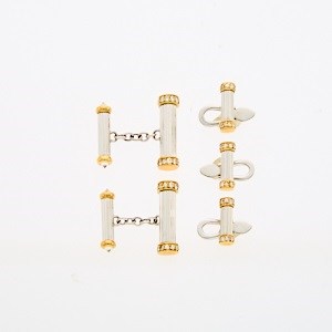 Lot 2119 - Two-Color Gold and Diamond Dress Set