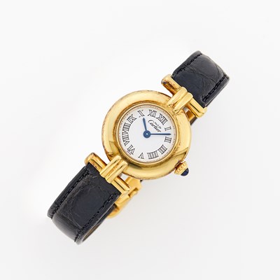 Lot 2028 - Must de Cartier Silver-Gilt Wristwatch