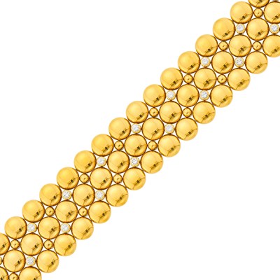 Lot 9 - Cartier Reversible Two-Color Gold and Diamond 'Honeymoon' Bracelet, France