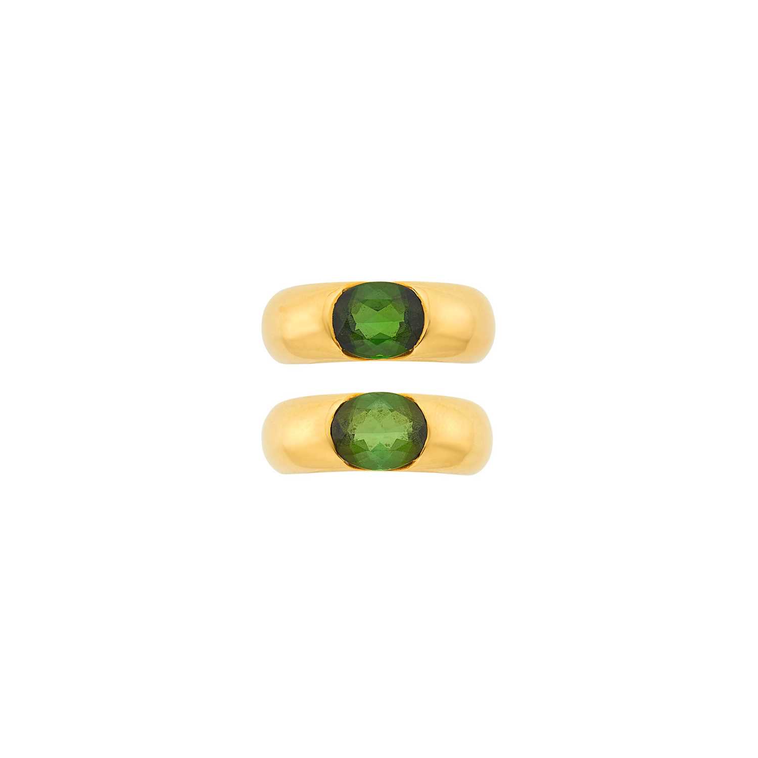 Lot 1096 - Cartier Pair of Gold and Tourmaline Rings, France
