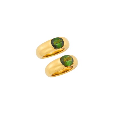 Lot 1096 - Cartier Pair of Gold and Tourmaline Rings, France
