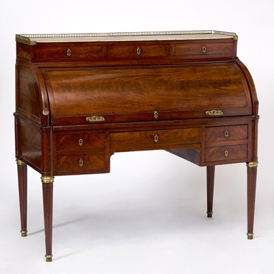Lot 360 - Late Louis XVI Gilt-Bronze Mounted Mahogany Cylinder Bureau