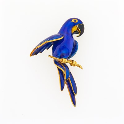 Lot 2260 - Gold and Enamel Parrot Brooch, France