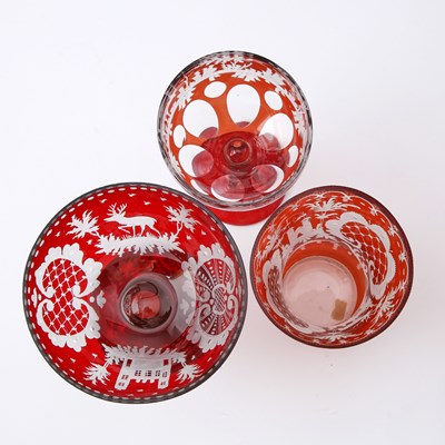 Lot 249 - Group of Bohemian Blown Ruby Cut to Clear Glassware