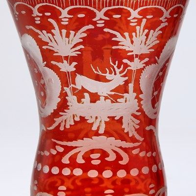 Lot 249 - Group of Bohemian Blown Ruby Cut to Clear Glassware