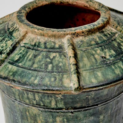 Lot 128 - Pair of Chinese Green Glazed Pottery Granary Vessels