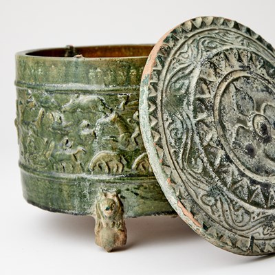 Lot 126 - Chinese Green Glazed Pottery Tripod Censer