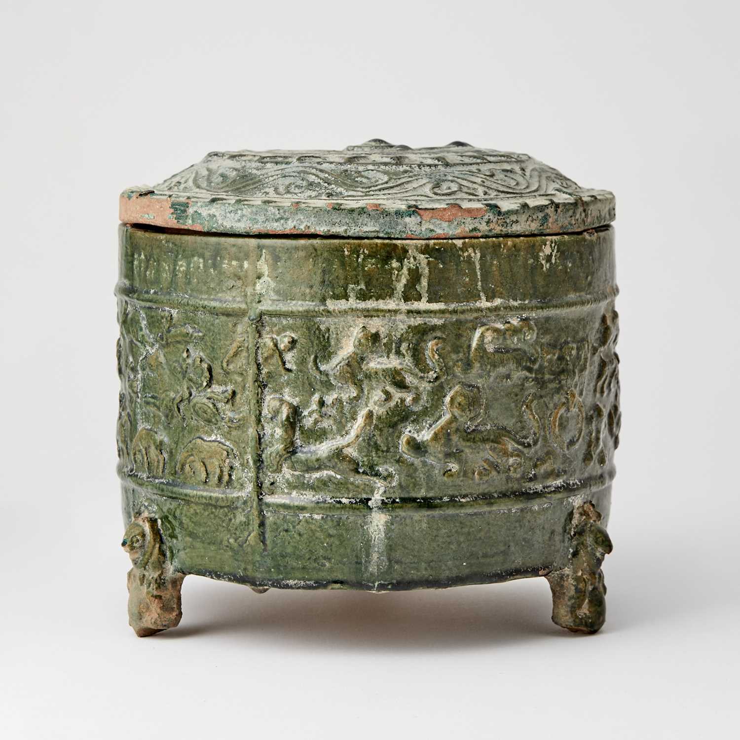 Lot 126 - Chinese Green Glazed Pottery Tripod Censer