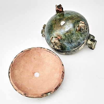 Lot 130 - Pair of Chinese Green Glazed Pottery Ding Vessels