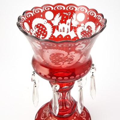 Lot 242 - Group of Bohemian Ruby Cut to Clear Glass Table Articles