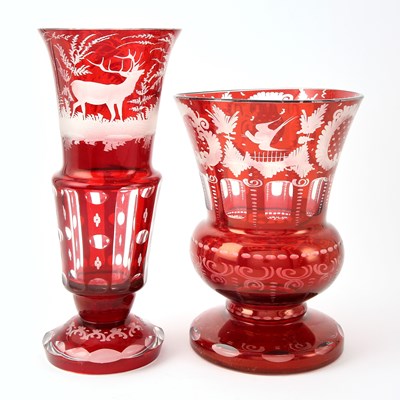 Lot 246 - Six Bohemian Blown Ruby Cut to Clear Glass Table Articles
