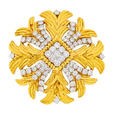 Lot 94 - David Webb Gold, Platinum and Diamond Maltese Cross Pendant Clip-Brooch