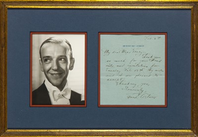 Lot 108 - An attractive signed note from Fred Astaire
