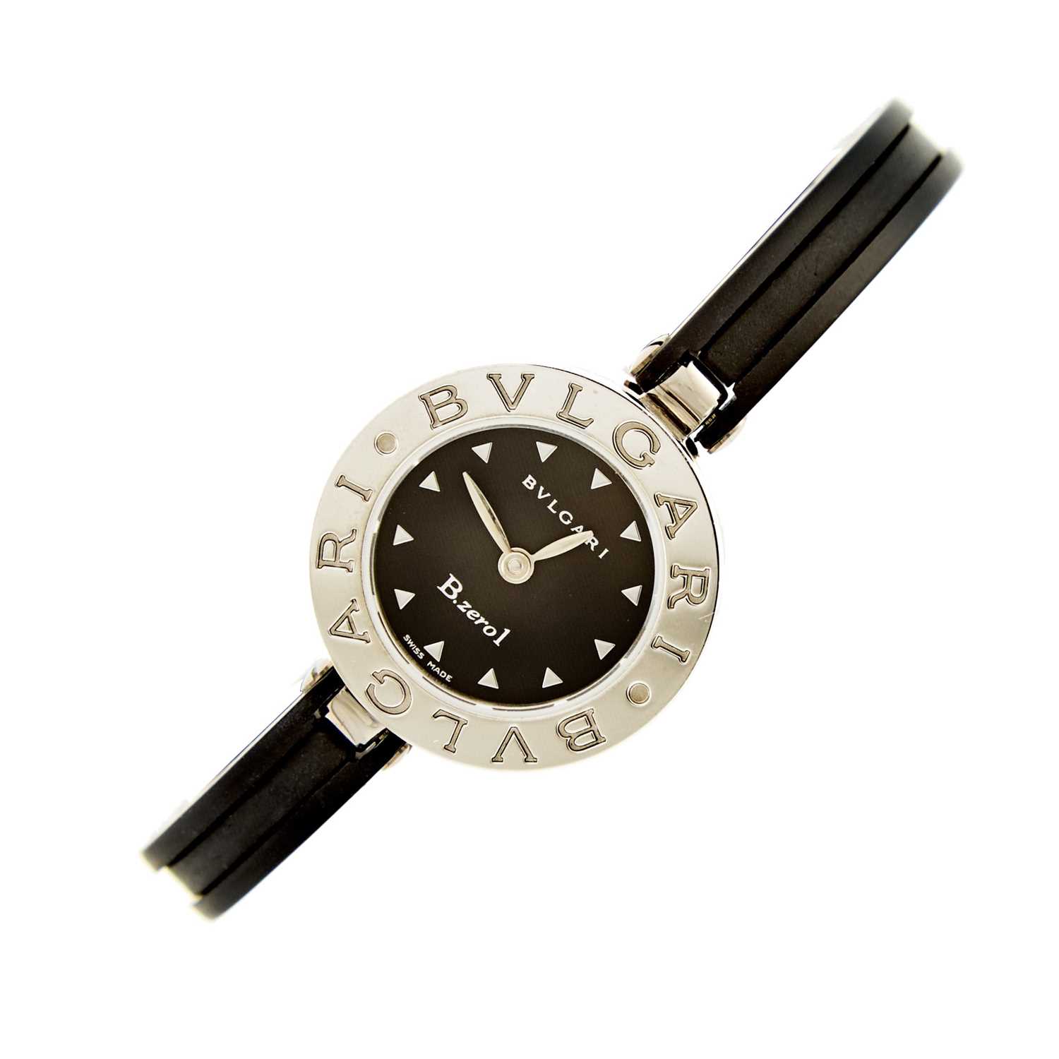 Lot 2103 - Bulgari Stainless Steel and Rubber 'B.Zero1' Bangle-Watch