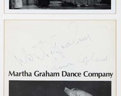 Lot 95 - Martha Graham and Aaron Copeland signed program