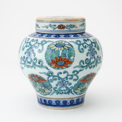Lot 17 - A Chinese Doucai Porcelain Jar and Cover
