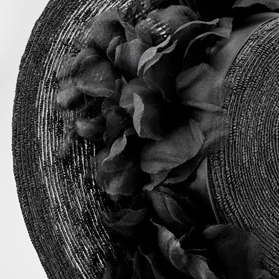 Lot 58 - Suzanne Couture Millinery Black Raffia and Organza Fascinator Hat