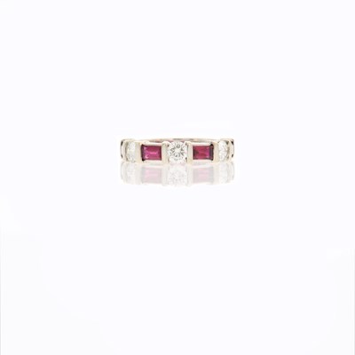 Lot 2127 - White Gold, Ruby and Diamond Band Ring