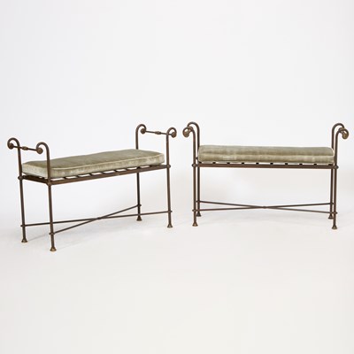 Lot 293 - Pair of Patinated Metal Benches