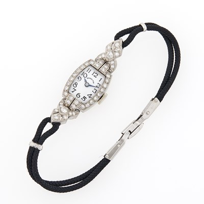 Lot 2128 - Hamilton Platinum and Diamond Wristwatch