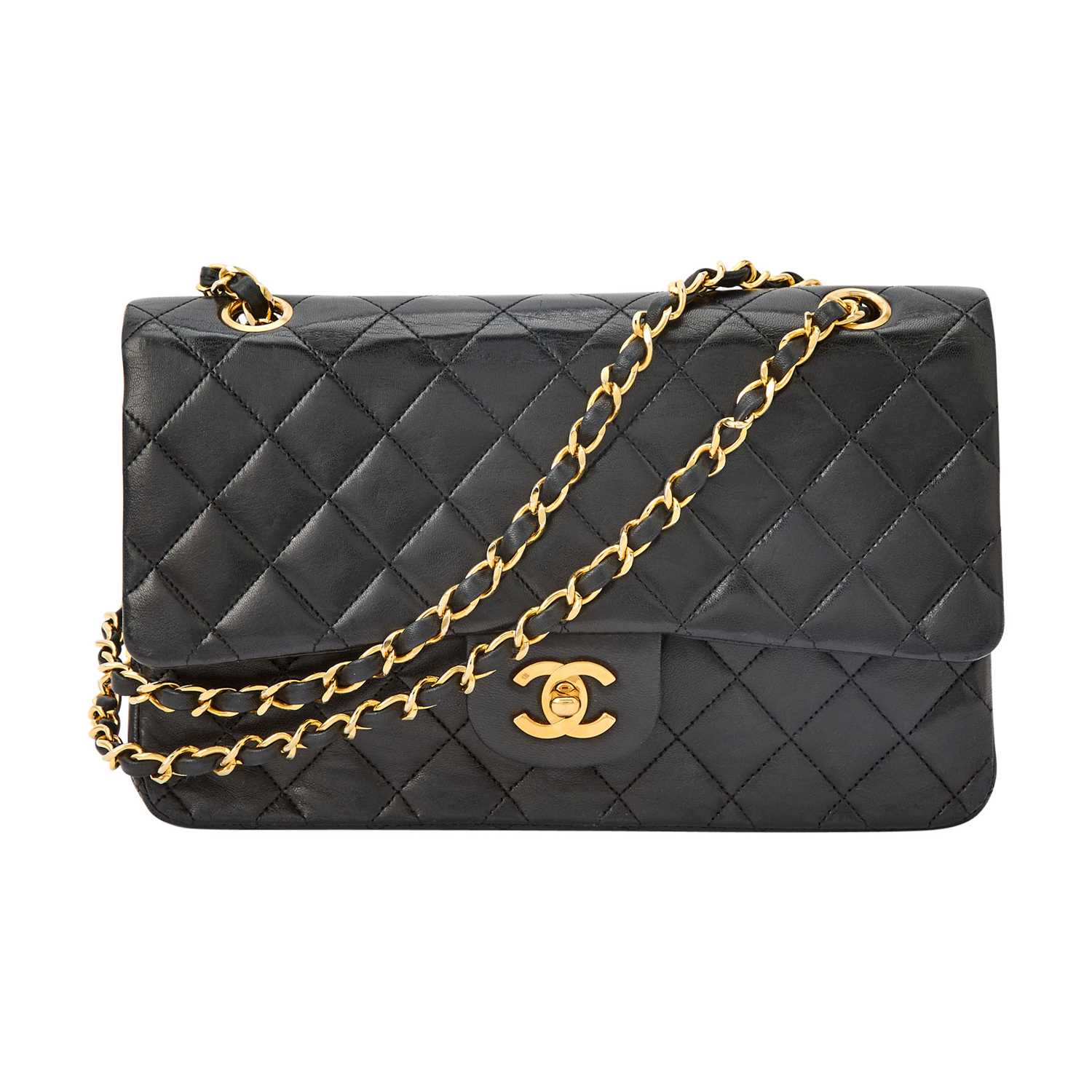Lot 1193 - Chanel Black Lambskin Quilted Leather Double Flap Bag