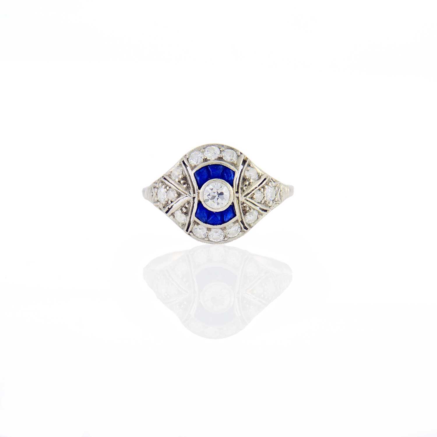 Lot 2116 - Platinum, Diamond and Sapphire Ring