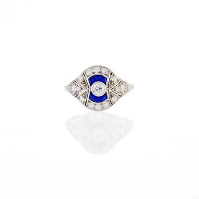 Lot 2116 - Platinum, Diamond and Sapphire Ring