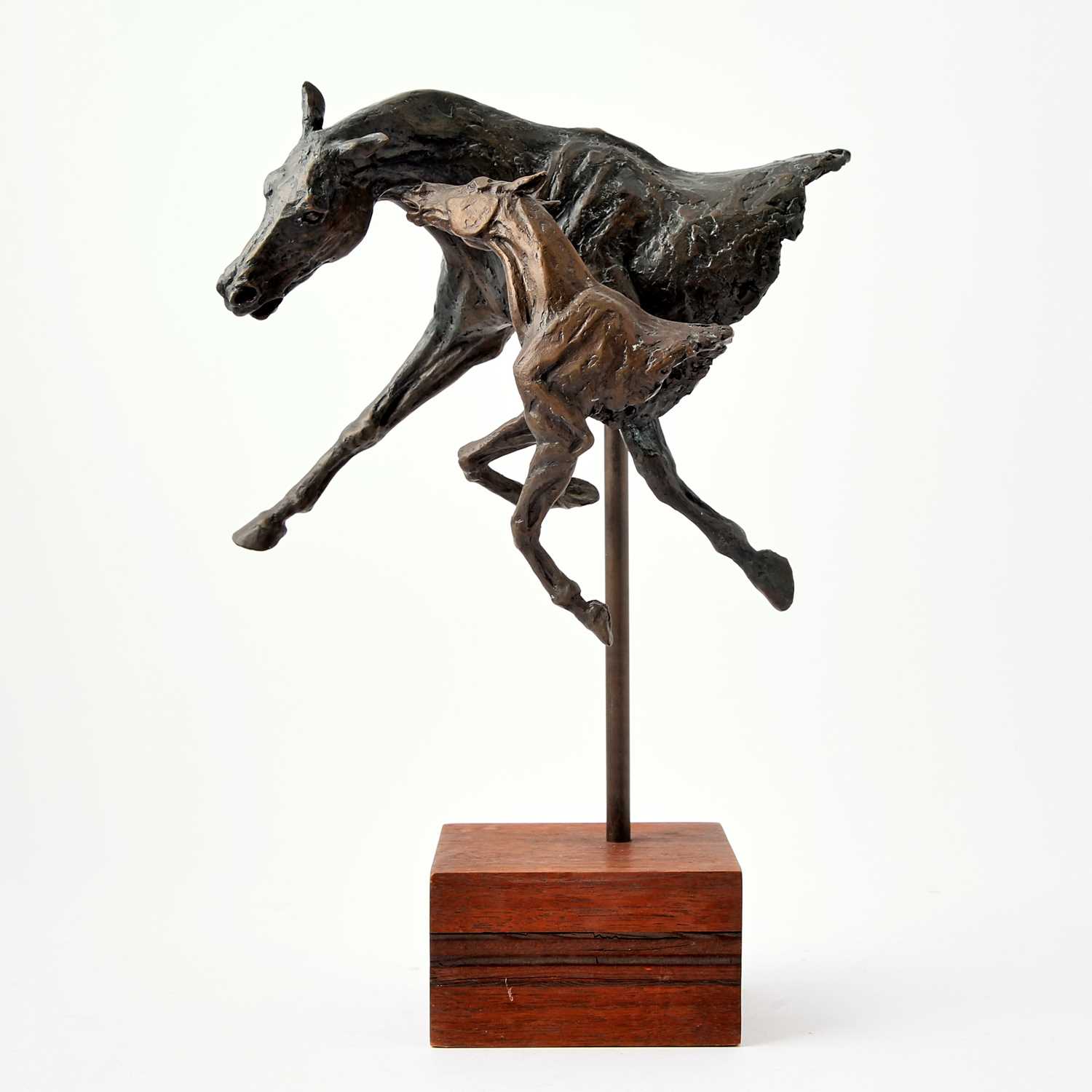 Lot 232 - Peggy Kauffman Patinated Bronze Sculpture of Two Horse Heads