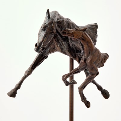 Lot 232 - Peggy Kauffman Patinated Bronze Sculpture of Two Horse Heads