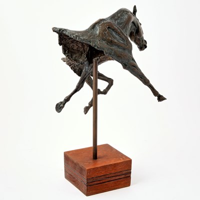 Lot 232 - Peggy Kauffman Patinated Bronze Sculpture of Two Horse Heads