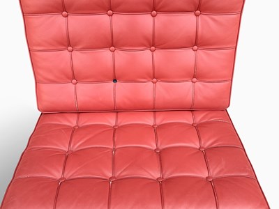 Lot 1114 - Upholstered and Chromed Metal "Barcelona" Style Chair