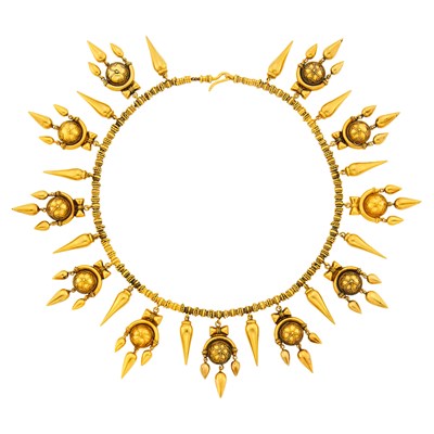 Lot 70 - Archaeological Revival Gold Fringe Necklace