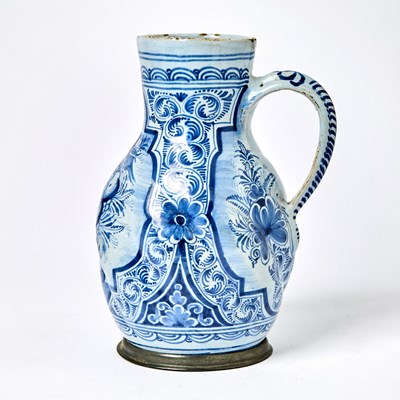 Lot 249 - South German Pewter-Mounted Faience Jug
