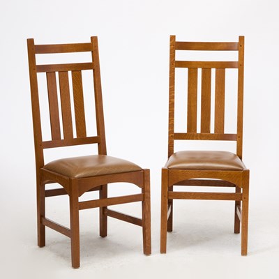 Lot 288 - Set of Ten Audi Stickley Oak Dining Chairs