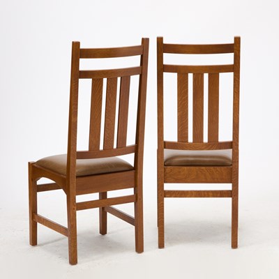 Lot 288 - Set of Ten Audi Stickley Oak Dining Chairs