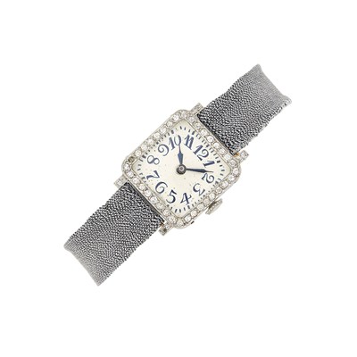 Lot 1051 - Platinum, Gold and Diamond Wristwatch, France