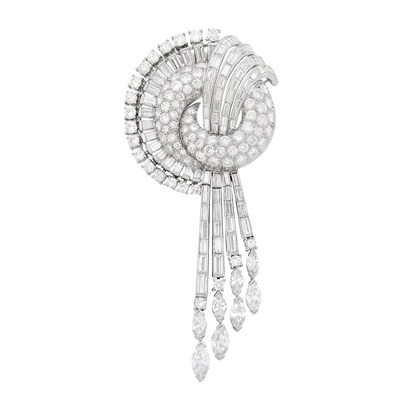 Lot 235 - Platinum and Diamond Clip-Brooch