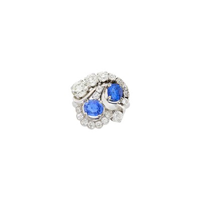 Lot 1123 - White Gold, Sapphire and Diamond Ring