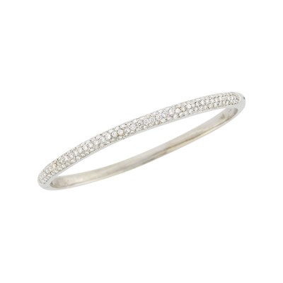 Lot 1031 - White Gold and Diamond Bangle Bracelet