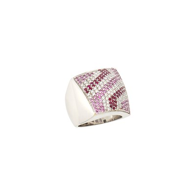 Lot 1084 - Piero Milano White Gold, Diamond, Pink Sapphire and Ruby Ring