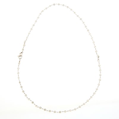 Lot 2047 - Platinum and Diamond Chain Necklace/Pair of Bracelets Combination