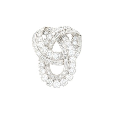 Lot 246 - Cartier Paris Platinum and Diamond 'Eternal Love Knot' Clip