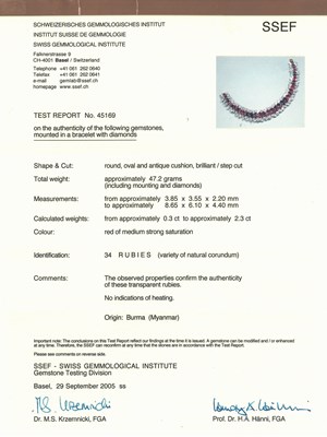 Lot 247 - Boucheron Paris Platinum, Gold, Ruby and Diamond Bracelet