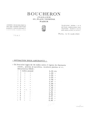 Lot 247 - Boucheron Paris Platinum, Gold, Ruby and Diamond Bracelet