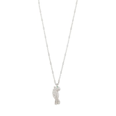Lot 1137 - White Gold and Diamond Panther Pendant-Brooch with Diamond Necklace
