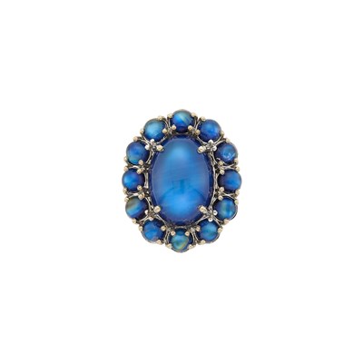 Lot 1082 - White Gold, Labradorite and Diamond Ring