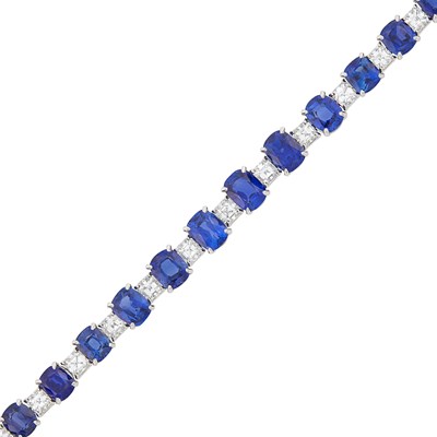 Lot 249 - Platinum, Sapphire and Diamond Bracelet