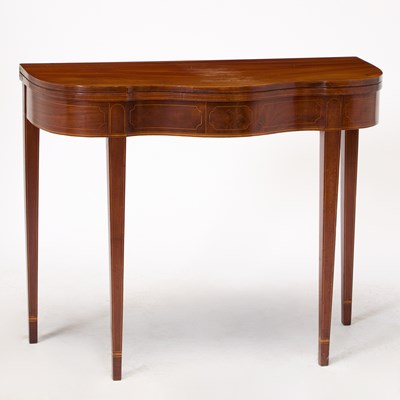 Lot 1120 - Federal Inlaid Mahogany Serpentine Card Table
