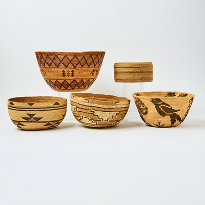 Lot 1255 - Five Native American Woven Baskets