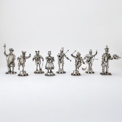 Lot 204 - Assembled Group of Eight Continental Silver Figures